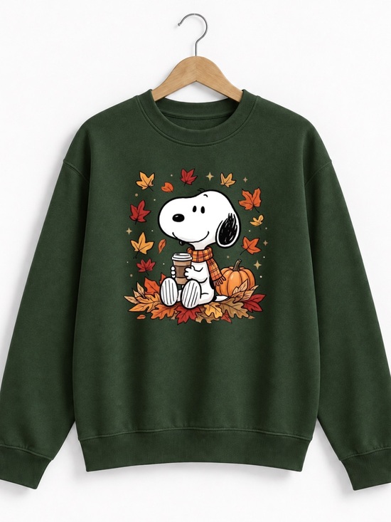 Gildan Tops - Forest Green Fall Leaves Graphic Sweatshirt
